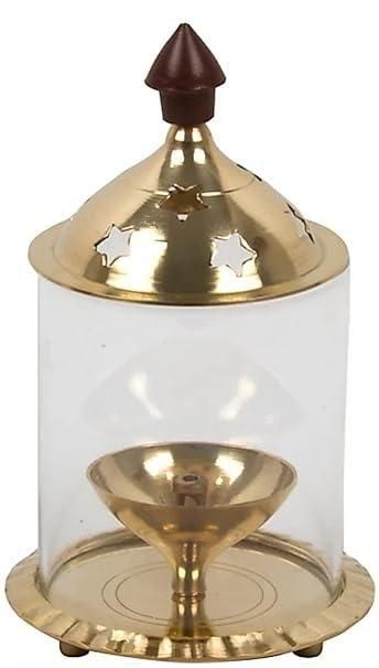 Brass Akhand Diya with Borosilicate Glass